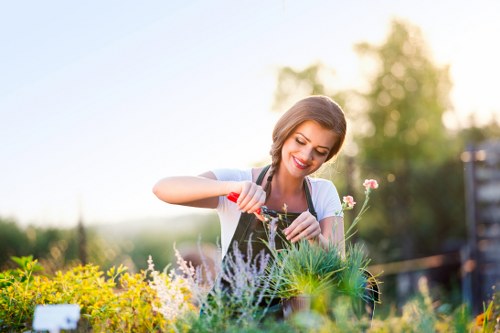 Gardener assessing site before work